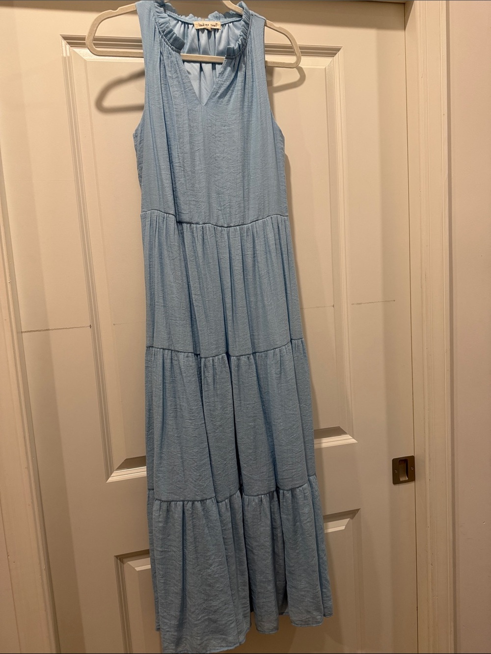 Indigo Soul  Light Blue Tiered Maxi Dress - Sleeveless V-Neck